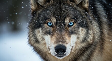 Close-up wolf in snow