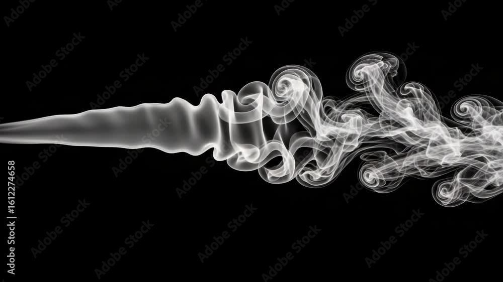 Aufkleber elegant white smoke swirls and curls in a dynamic, abstract pattern against a stark black background