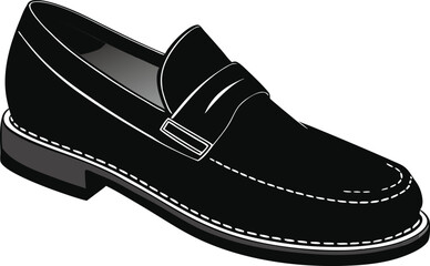 Classic black loafer shoe vector
