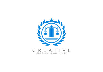 Law logo scales justice law firm logo  justice lawyer logo vector design