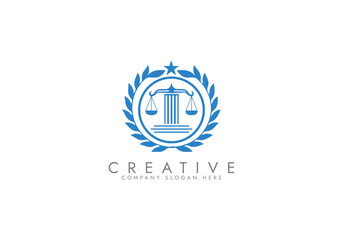 Law logo scales justice law firm logo  justice lawyer logo vector design
