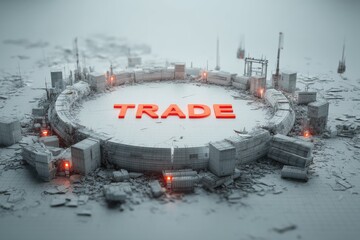 Fototapeta premium Digital representation of trade concept with industrial elements and containers