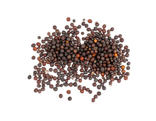 Pile of tiny brown mustard seeds ready for culinary use or ingredient creation