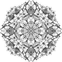 christmas, pattern, design, floral, ornament, flower, vector, vintage, decoration, illustration, art, wallpaper, element, tattoo, seamless, decor, ornate, set, texture, black, swirl, leaf, shape, fram