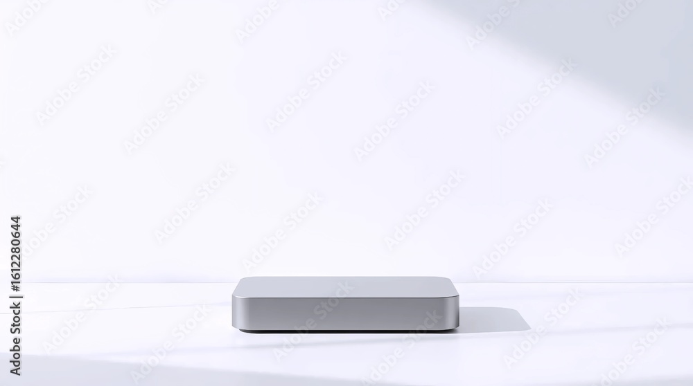 Poster flat rectangular gray object placed horizontally on white background with minimal shadows