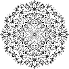 christmas, pattern, design, floral, ornament, flower, vector, vintage, decoration, illustration, art, wallpaper, element, tattoo, seamless, decor, ornate, set, texture, black, swirl, leaf, shape, fram