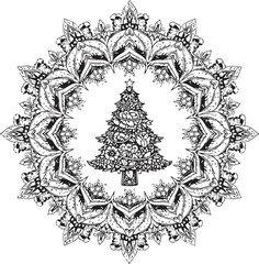 christmas, pattern, design, floral, ornament, flower, vector, vintage, decoration, illustration, art, wallpaper, element, tattoo, seamless, decor, ornate, set, texture, black, swirl, leaf, shape, fram
