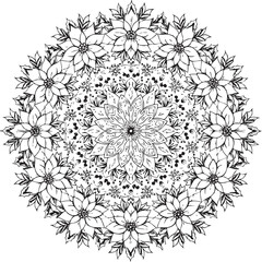 christmas, pattern, design, floral, ornament, flower, vector, vintage, decoration, illustration, art, wallpaper, element, tattoo, seamless, decor, ornate, set, texture, black, swirl, leaf, shape, fram