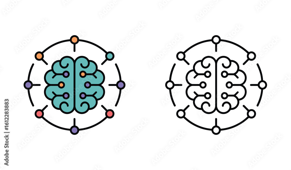 Aufkleber artificial intelligence brain connections and neural networks technology