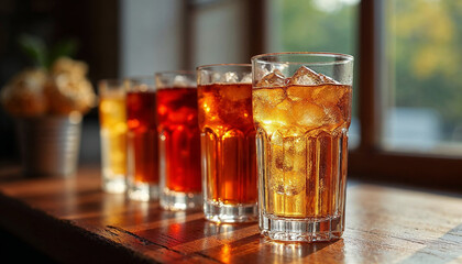 Beautiful glasses for drinks made of colored embossed design glass