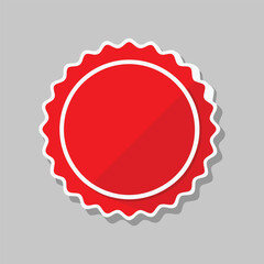 Red circular badge with border scalloped edge on gray circle emblem