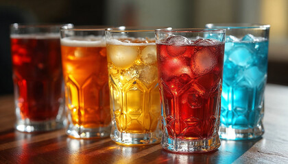 Beautiful glasses for drinks made of colored embossed design glass