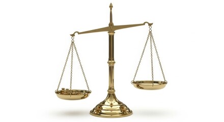 A golden antique balance scale stands for justice and fair measurement