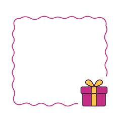 Simple gift box illustration with pink border for festive occasions  