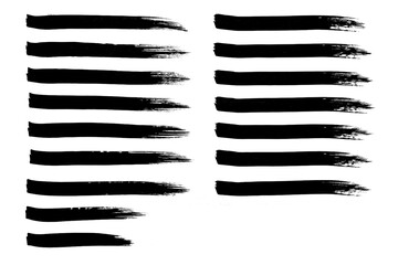 Set of hand-painted black ink brush stroke.png lines, perfect for artistic textures. A versatile Transparent Background Png image Isolated on white background.
