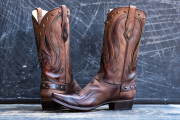 Western Chic in Leather. Cowboy boot  with refined texture and bold detail.