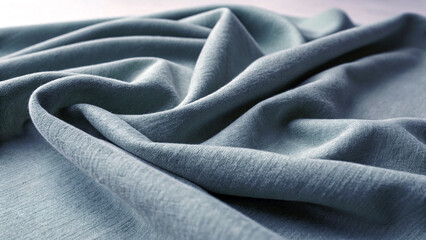 Fototapeta premium Soft Blue Gray Fabric with Subtle Texture, Natural Folds and Wrinkles