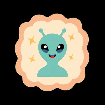 Cute alien cartoon illustration animation isolated asset, transparent 4K video, alpha channel, ProRes 4444