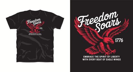 Freedom soars eagle typography memorial vector graphic t-shirt design print