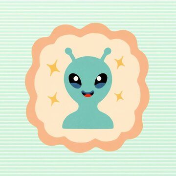 Cute alien cartoon illustration animation isolated asset, transparent 4K video, alpha channel, ProRes 4444