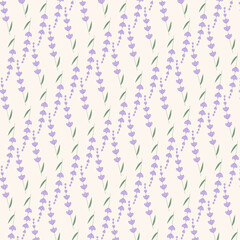 Soft lavender seamless pattern with vertical flowers on cream. Perfect for wrapping paper, packaging, fabric, stationery, and elegant floral-themed projects.