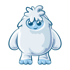 cute yeti monster cartoon, isolated snow creature vector illustration, work of hand drawn