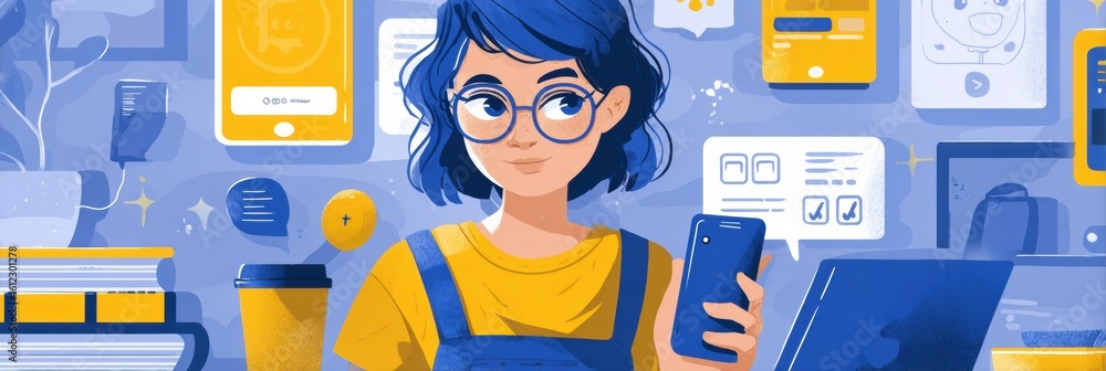 Poster student designs inclusive school app with focus on accessibility icons and user-friendly interface i