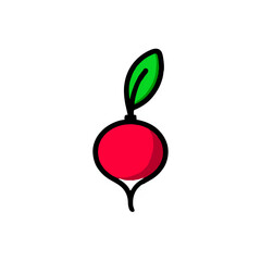 Cartoon Radish Isolated on White Background

