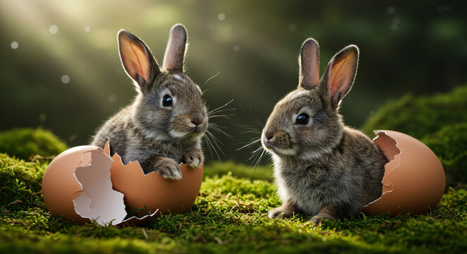 easter bunny with eggs in the grass easter bunny with eggs baby  haching an egg new births in jungle