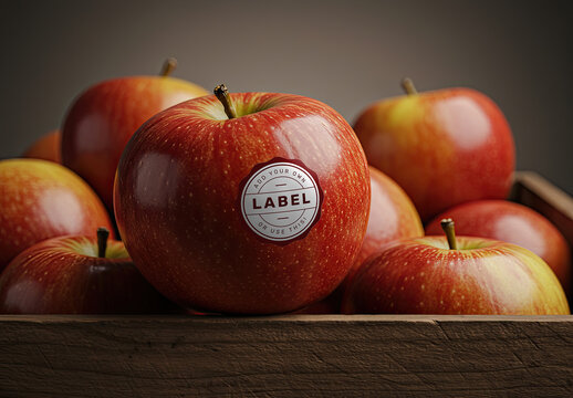 Sticker Logo on Apple Fruit Crate Wooden Box
