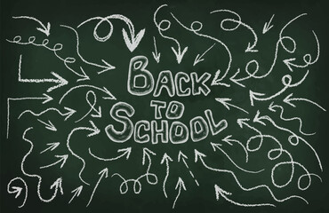 Back to school. Arrows drawn on the board. vector illustration. Handmade, not AI.