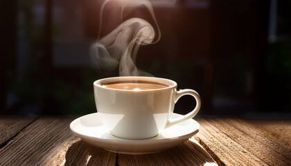 heartwarming coffee with steam forming pause relaxation concept