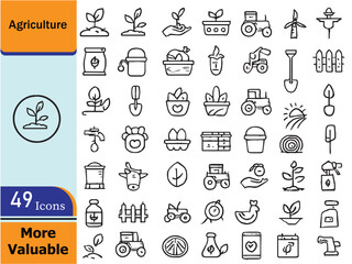 Agriculture Line Icons Set.