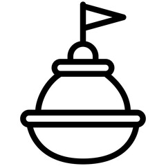 Flag Pole black outline icon, use for ocean, marine, sea and nautical UI, UX kit, app and web development, digital or print.