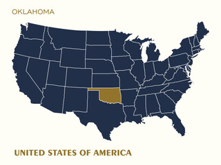 USA Map Highlighting Oklahoma Vector