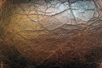 Vintage Cracked Brown Leather Texture. Aged Surface Background