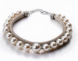 Obraz premium classic pearl necklace isolated on a white background
