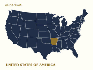 USA Map Highlighting Arkansas Vector