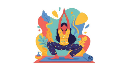 Woman practicing yoga, perfect for wellness websites, brochures, or fitness apps.
