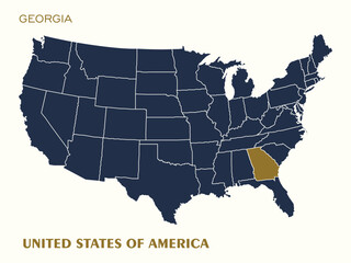 USA Map Vector Highlighting Georgia State