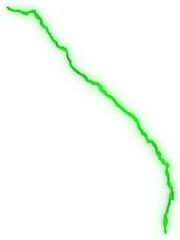 Curved green glowing crack is isolated