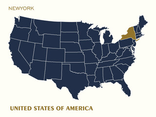 USA Map Vector Highlighting New York State