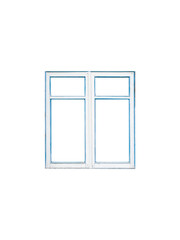 Old white wooden window frame with two sashes is isolated
