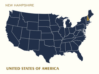 USA Map Vector Highlighting New Hampshire