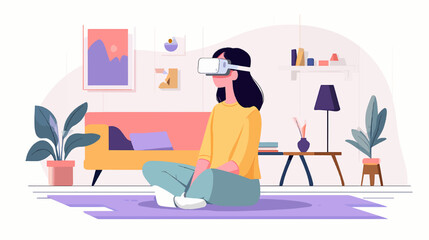 Minimal Vector of Child Using VR Headset for Home Learning
