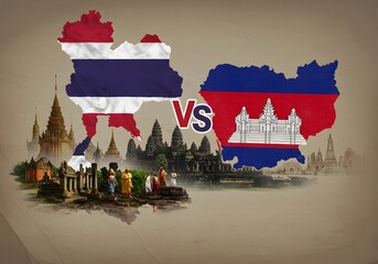 Thailand vs. Cambodia Flags, Maps, Temples, and Culture Comparison.