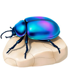 Beetle with shiny watercolor shell