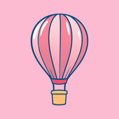 Obraz premium Pink and White Striped Hot Air Balloon on a Pink Backdrop