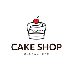 Delicious Cake Shop Logo with Cherry on Top