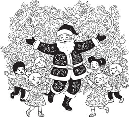 xmas, child, cartoon, coloring, coloring book, illustration, drawing, children, christmas, vector, fairytale, animal, outline, bear, winter, toy, flowers, childhood, sketch, art, cat, clip-art, forest